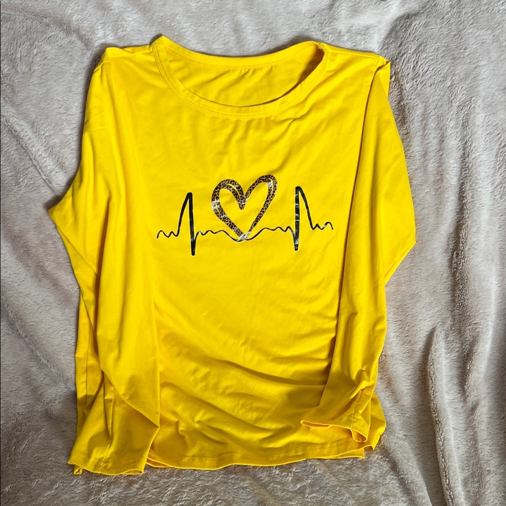 Vibrant Yellow Heartbeat Long Sleeve Top